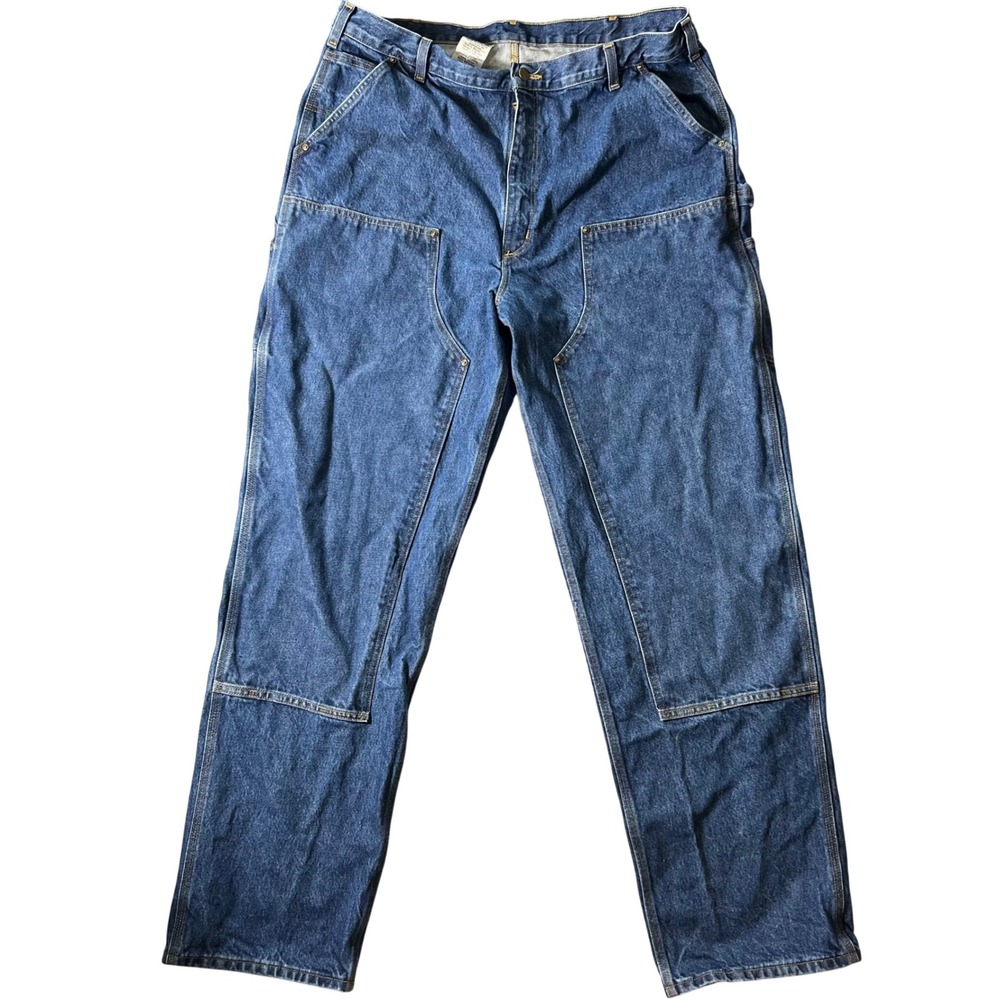 Carhartt B73-DST Double Front Logger Jeans Mens 40x36 Dark Stone Loose Fit Denim